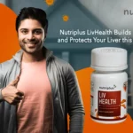 A happy man standing in his home with Nutriplus LivHealth in the frame