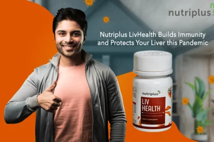 A happy man standing in his home with Nutriplus LivHealth in the frame