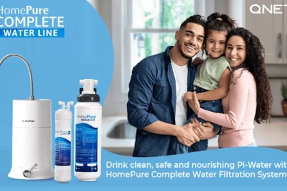 A happy family at home with HomePure-Nova-Complete Water Filtration System in the frame