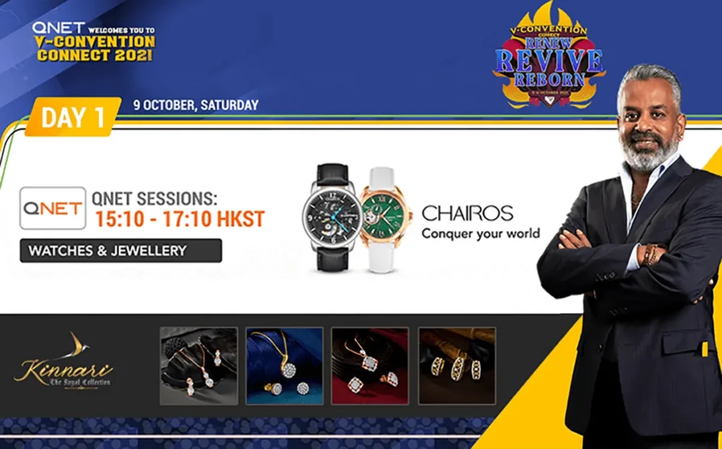QNET CHAIROS watches and Kinnari Royal collection with VP Sathi Senathirajah in the frame
