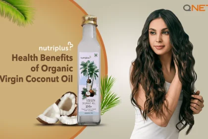 A young woman using virgin coconut oil