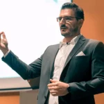 An entrepreneur giving presentation