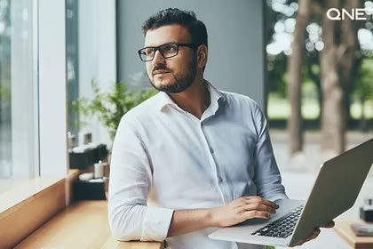 A Network marketer looking out the window
