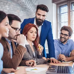 A group of entrepreneurs discussing