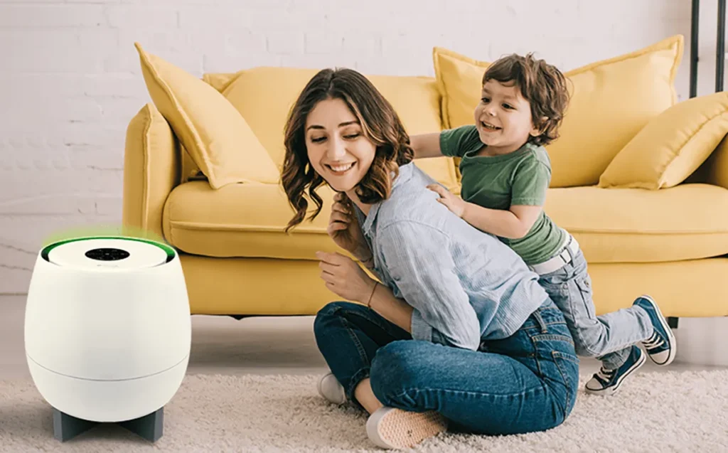 A family experiencing clean air and beyond with HomePure Zayn home air purifier