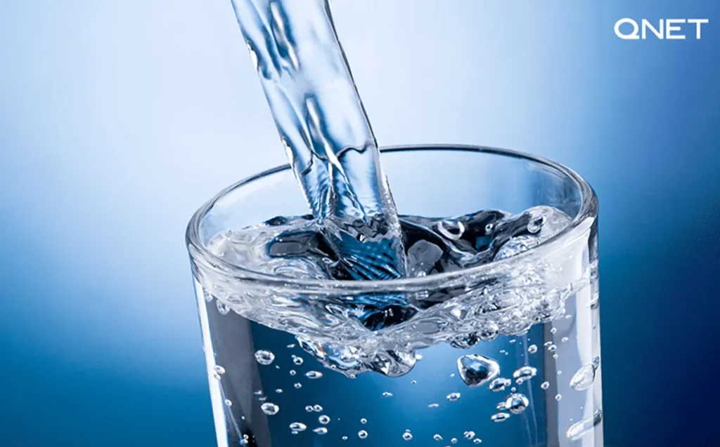 A glass of alkaline drinking water