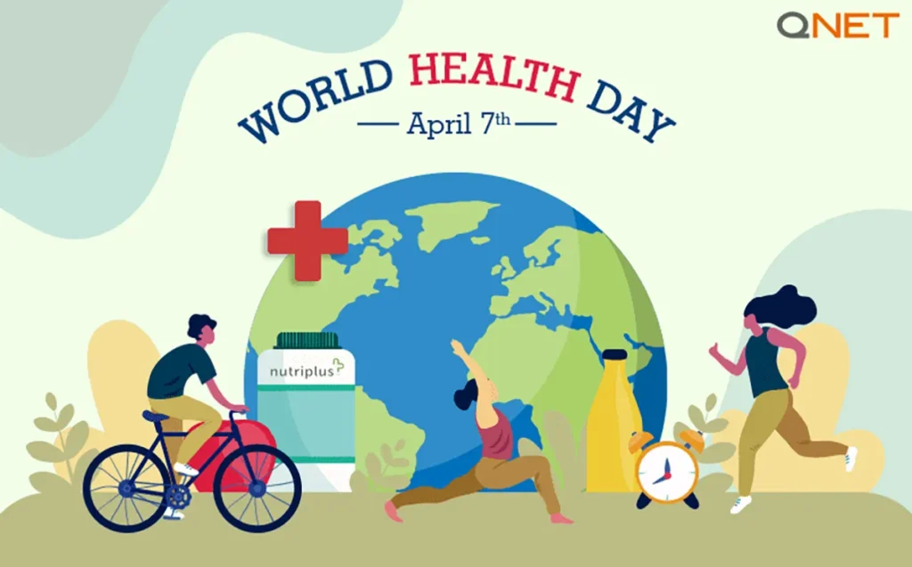 A vector depicting World Health Day with Nutriplus products