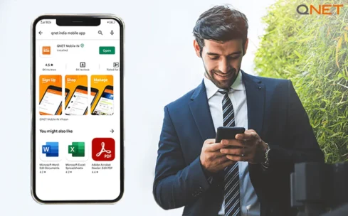 A-young-QNET-entrepreneur-using-the-QNET-Virtual-Office-through-the-QNET-India-Mobile-App