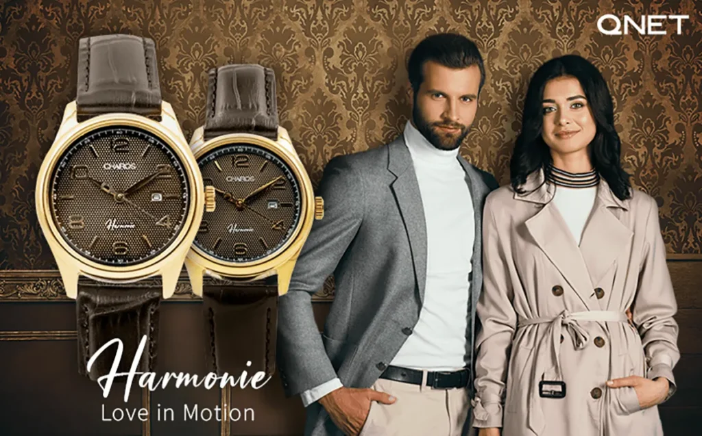 A young couple wearing CHAIROS Harmonie Couple Watch
