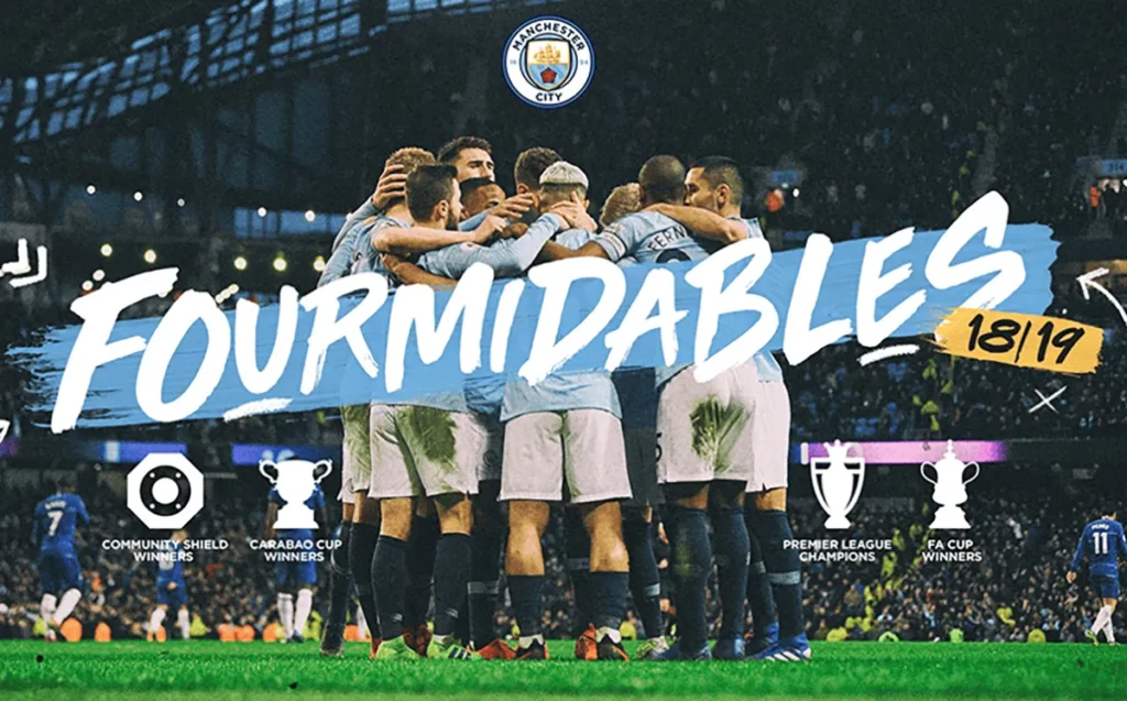 City players celebrating their success during a Premier League match in 2018-19