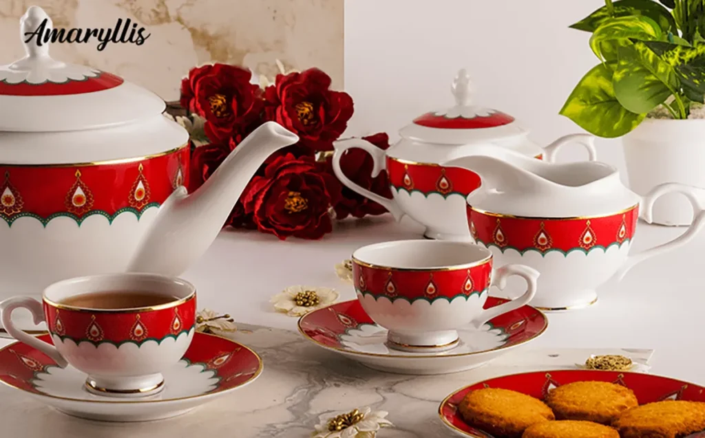 Featuring ORITSU Amaryllis tea set by QNET India