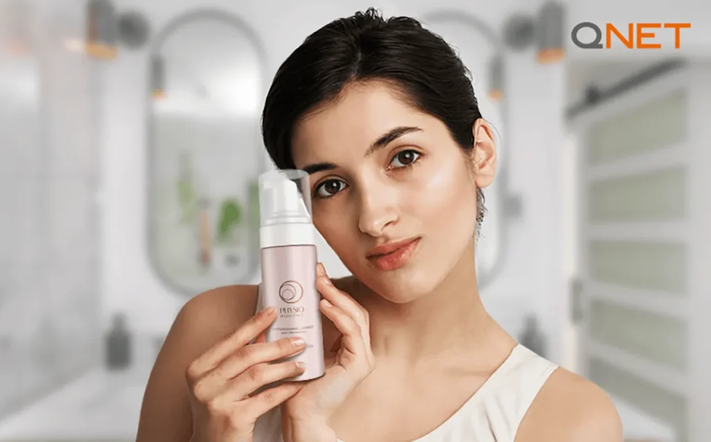 A girl displaying Physio Radiance Foam Cleanser