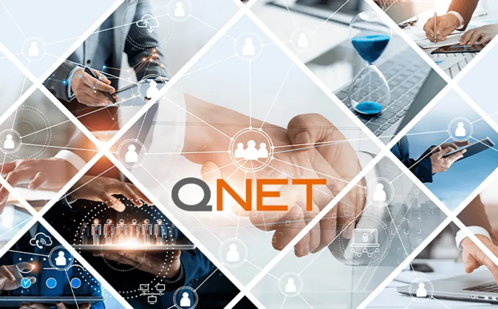 QNET logo on top of a design. QNET and supreme court