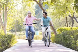 2 Healthy Men Riding Cycle