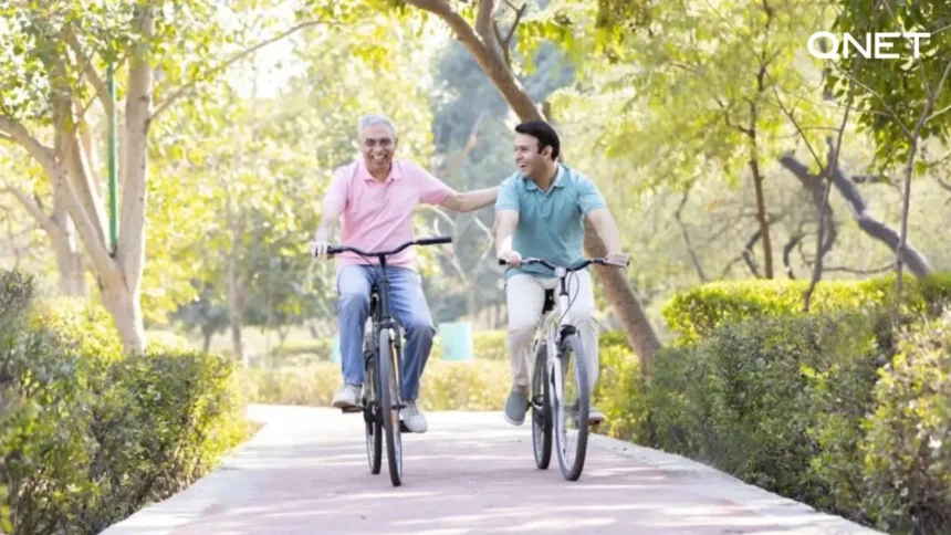 2 Healthy Men Riding Cycle