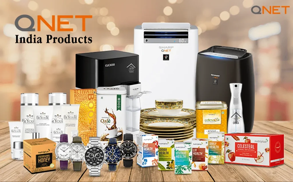 A collection of QNET products on a table