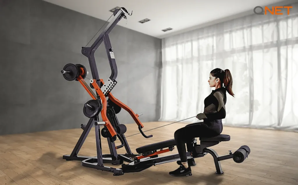 A healthy woman working out on MyHomePlus HomeGym in the morning