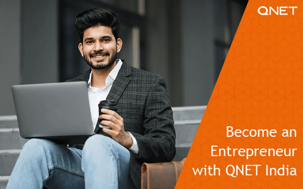 A successful QNET entrepreneur standing outdoors