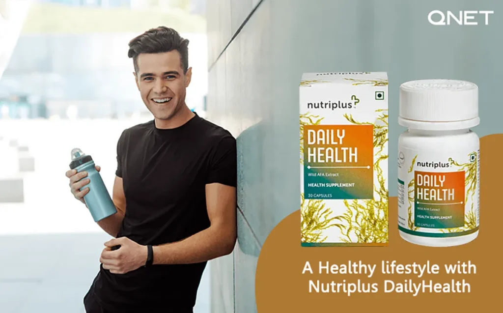 An active young man with the daily health supplement, Nutriplus DailyHealth in the frame