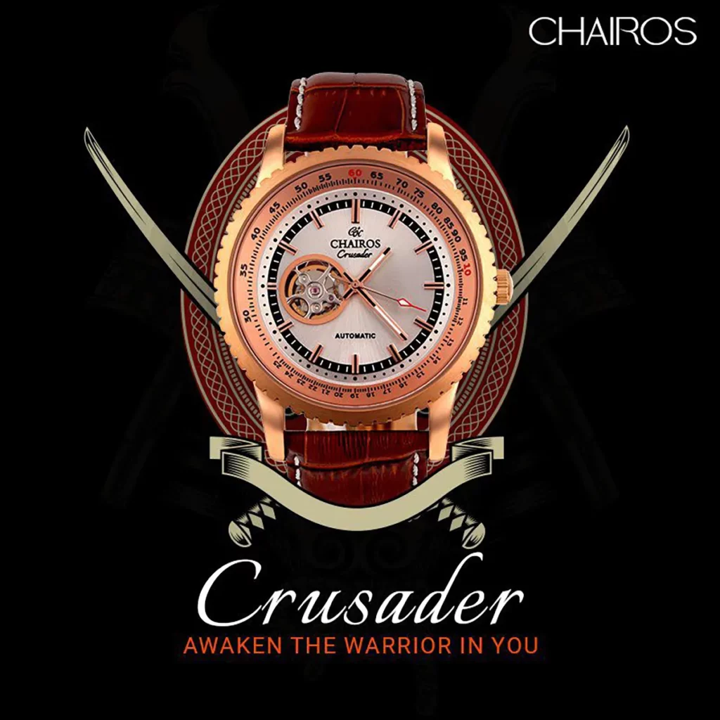 CHAIROS Crusader watch with a black colour background.