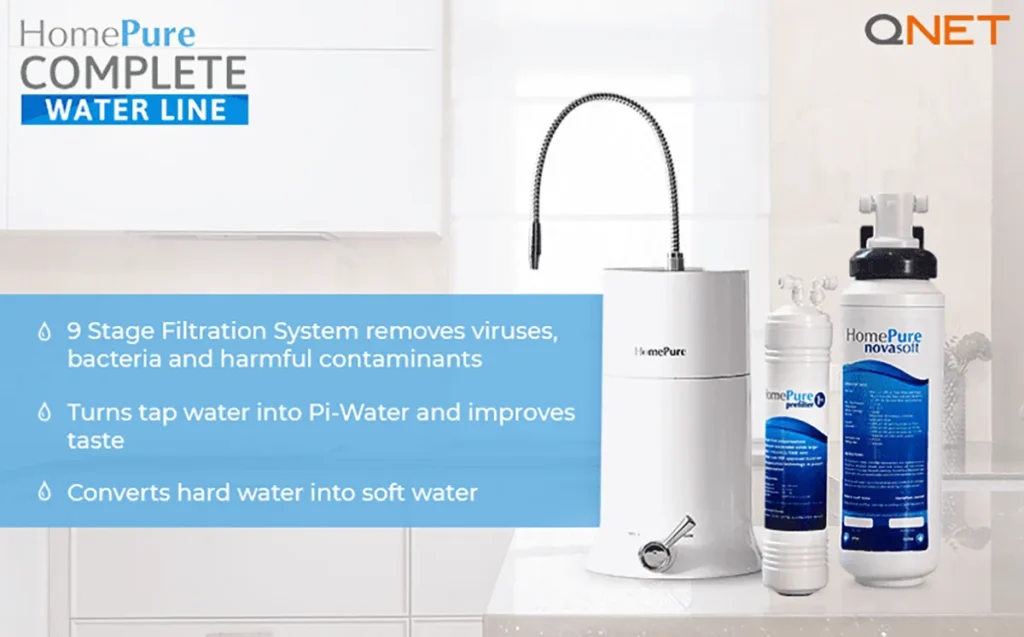 HomePure Nova Complete Water Filtration System on the kitchen table