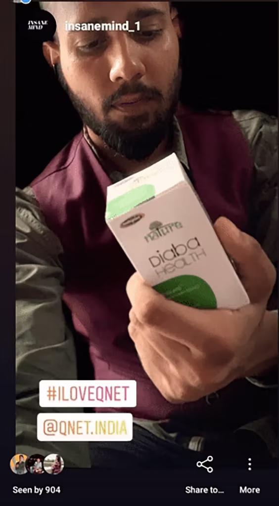 A participant of I Love QNET contest posing with DiabaHealth