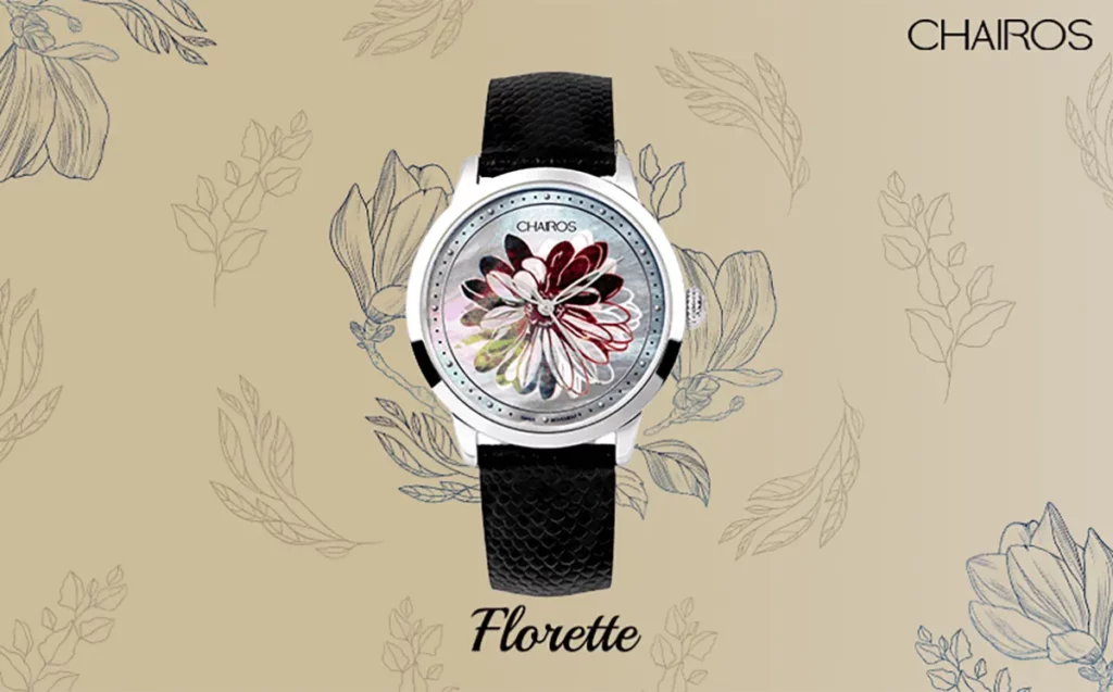 CHAIROS Florette watch with a floral background