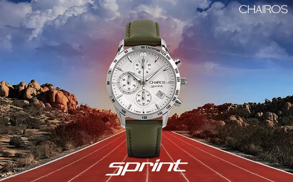 CHAIROS Sprint watch with a race track background