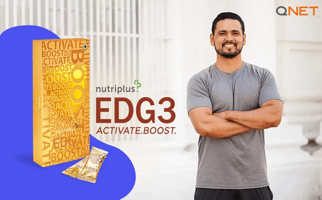 Young man standing with his arms folded with Nutriplus EDG3 in the frame