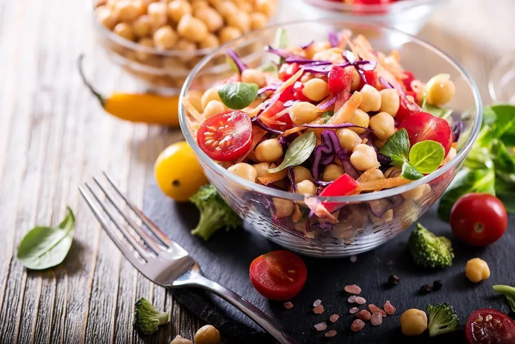 Nutriplus Kids Protein Power: A colourful bowl of chickpea, cherry tomatoes and other veggies