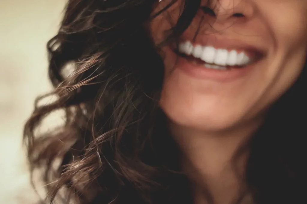 complete wellbeing: close-up of woman smiling