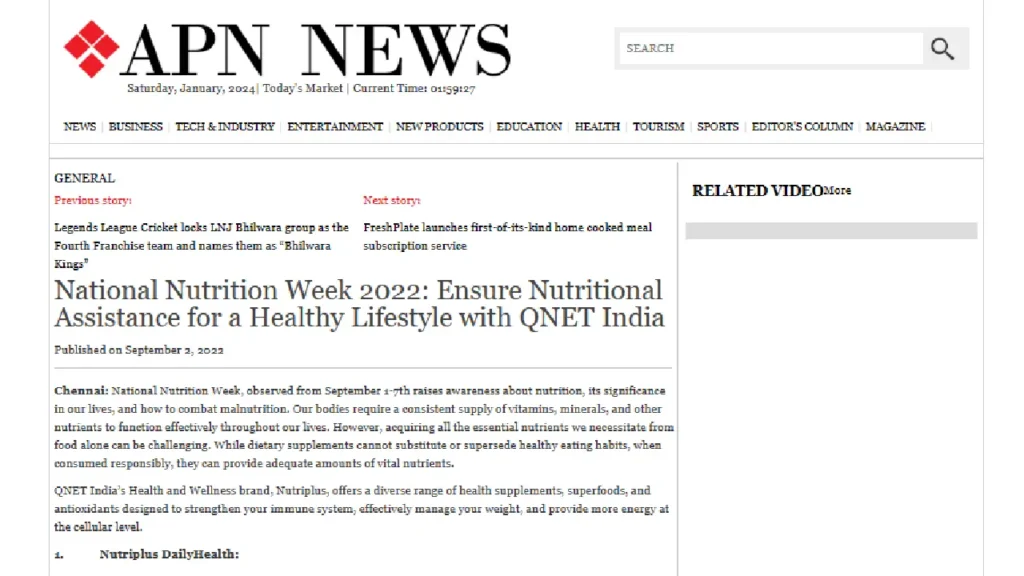 APN News also featured a diverse range of health and dietary supplements from Nutriplus by QNET India
