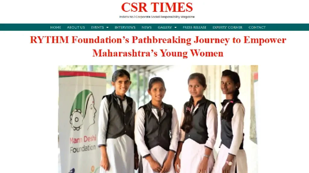 CSR Times highlighting the impact of RYTHM Foundation’s ‘Champions Youth Development Programme'