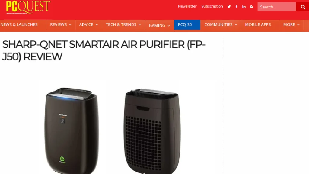 PC Quest, a portal featuring tech news and reviews, published a comprehensive review of the SHARP-QNET SmartAir Air Purifier