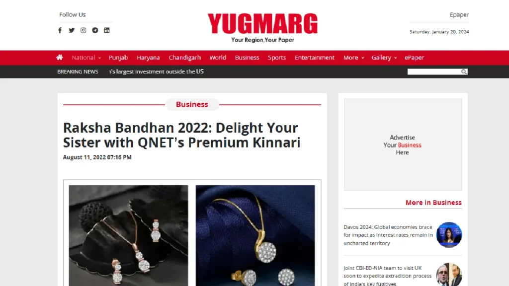 Kinnari by QNET was featured on Yugmarg