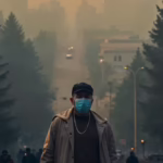 An awareness-style graphic highlighting a global air pollution statistic from the World Health Organization, emphasizing that the majority of people are exposed to unhealthy air quality.